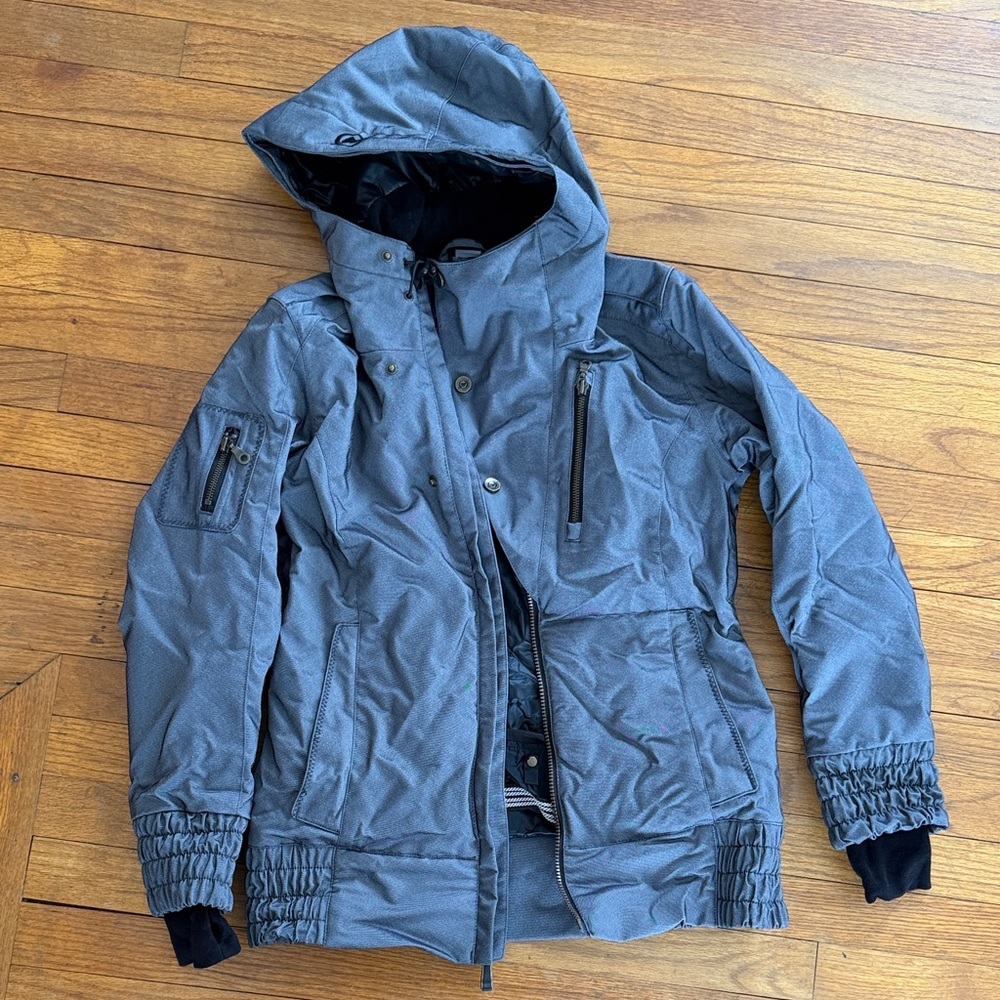 Women's Gray Hooded Obermeyer Ski Jacket